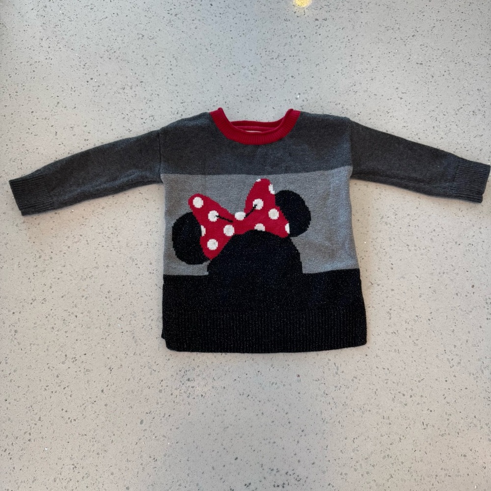 GAP x Disney Minnie Mouse Sweater 12-18M Toddler Red Bow Knit